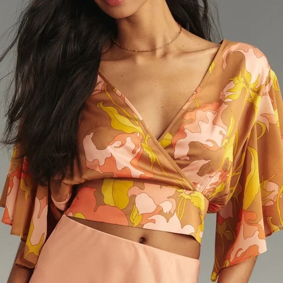 *Anthropologie Tiny Olympia Faux Wrap Top - Picture 1 of 5